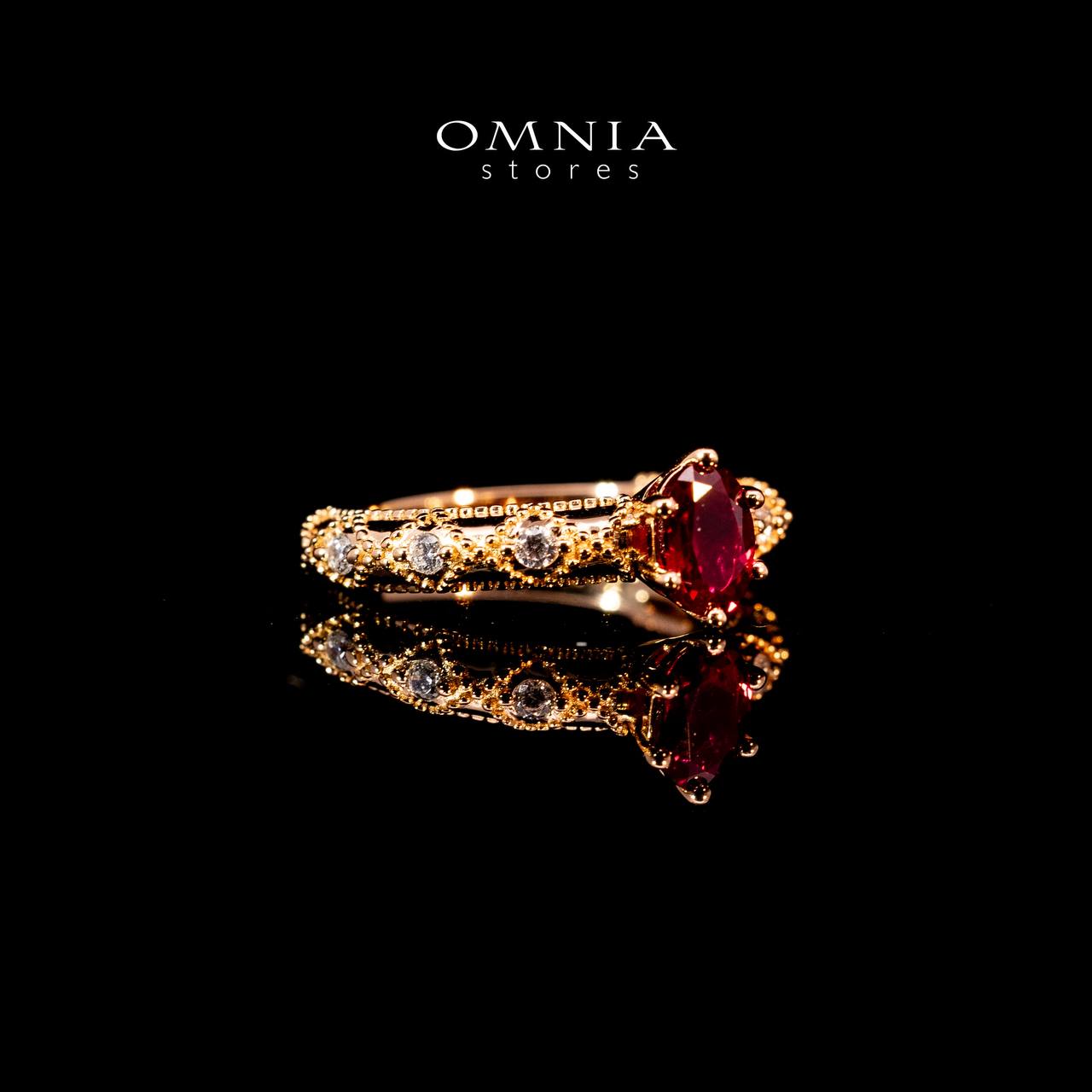 Omnia Suhairah Rose Gold Silver Ring In 925 Silver High Quality Certified Red Lab Crafted Stones - Image 2