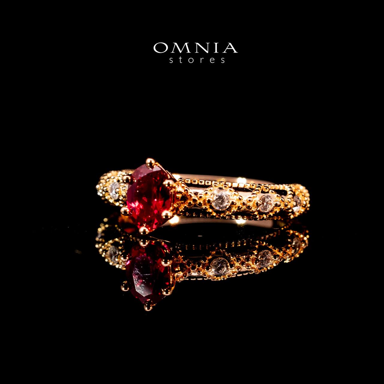Omnia Suhairah Rose Gold Silver Ring In 925 Silver High Quality Certified Red Lab Crafted Stones - Image 3