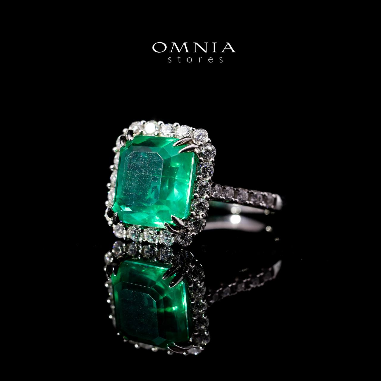 Omnia Rimala White and Green Ring In 925 Silver High Quality Certified Lab Crafted Stones - Image 2