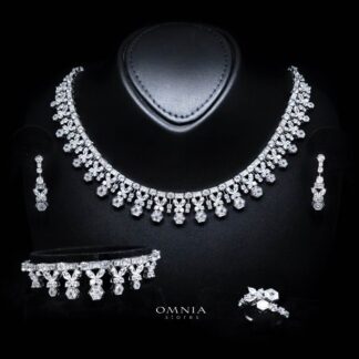 Omnia Nudhar White Bridal Full Set in 925 Silver High Quality Simulated Diamonds