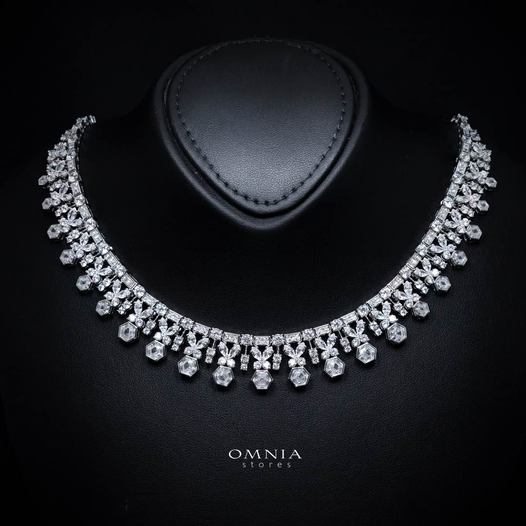 Omnia Nudhar White Bridal Full Set in 925 Silver High Quality Simulated Diamonds - Image 2