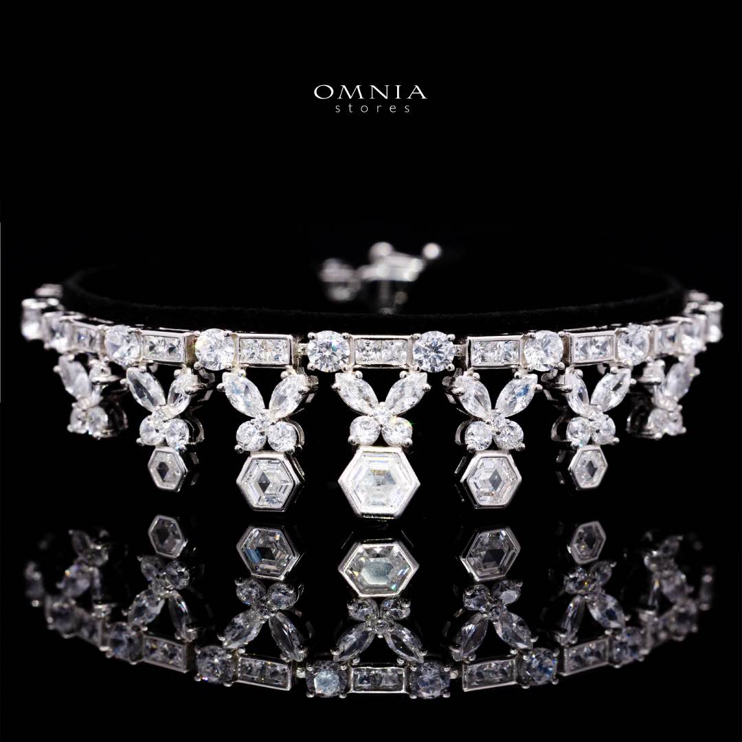 Omnia Nudhar White Bridal Full Set in 925 Silver High Quality Simulated Diamonds - Image 3