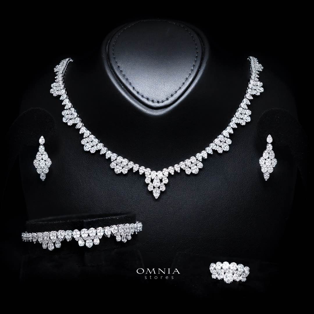 Omnia Lubaba White Bridal Full Set in 925 Silver High Quality Simulated Diamonds