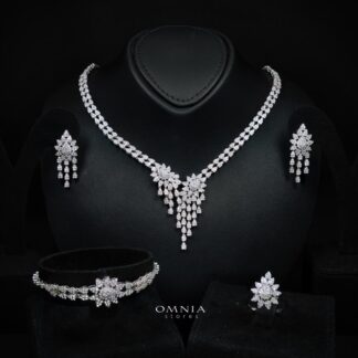 Omnia Nuha White Bridal Full Set in 925 Silver High Quality Simulated Diamonds