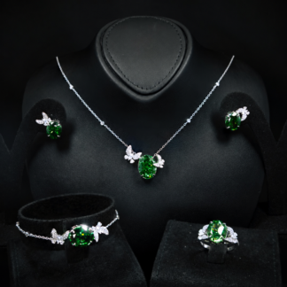 Omnia Maysun Green Full Set In 925 Silver High Quality Simulated Diamonds