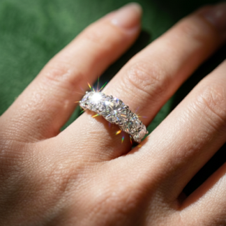 Omnia Rafal White Ring In 925 Silver High Quality Certified Lab Crafted Stones