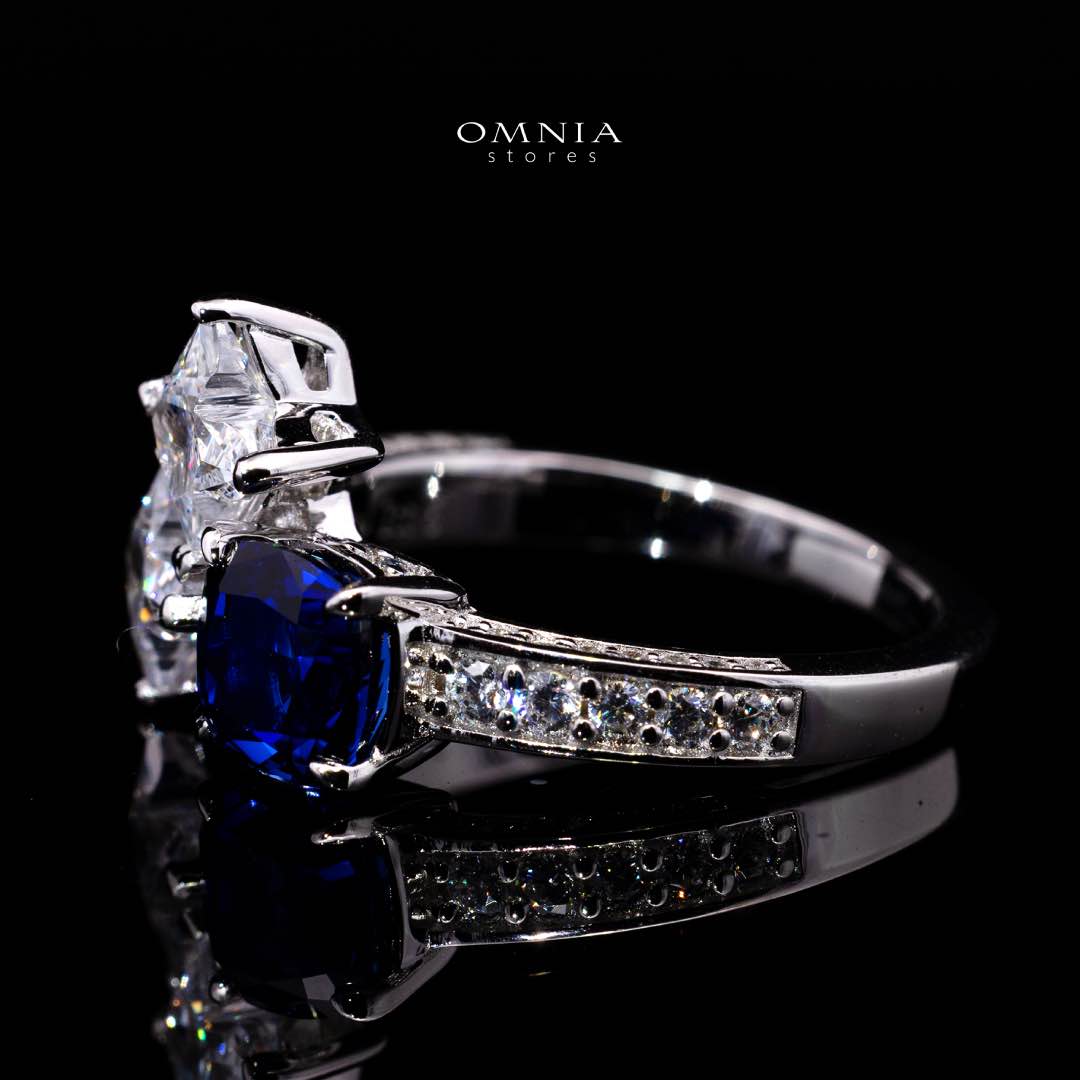 Omnia Rashida Star Blue Silver Ring In 925 Silver High Quality Certified Lab Crafted Stones - Image 2
