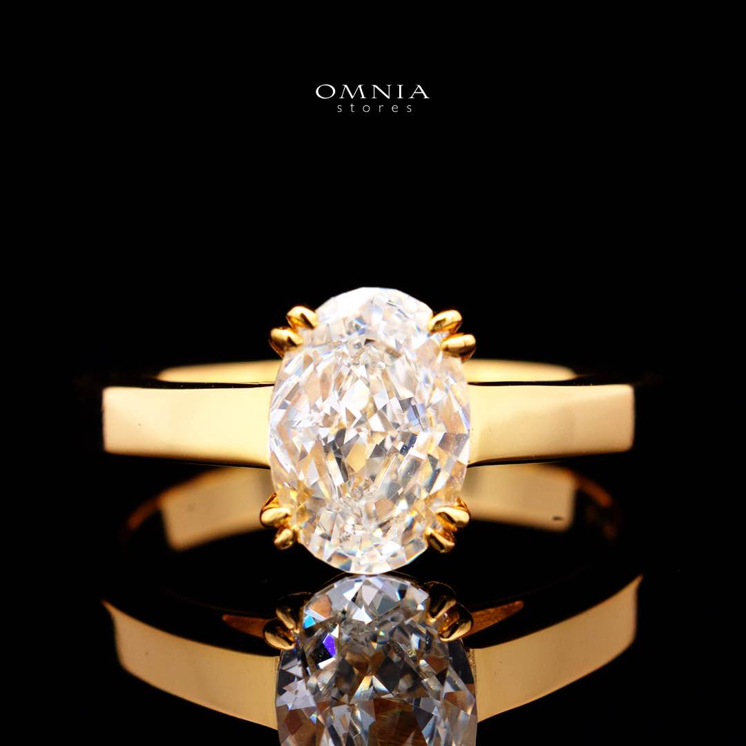 Omnia Asra Gold Ring In 925 Silver High Quality Certified Lab Crafted Oval Stones 4.48Ct