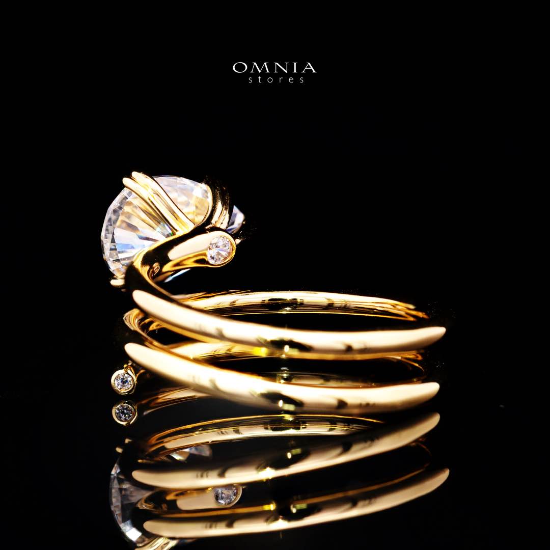 Omnia Nabeela White Golden Ring In 925 Silver High Quality Lab Crafted Pear Cut Stones 4ct - Image 5