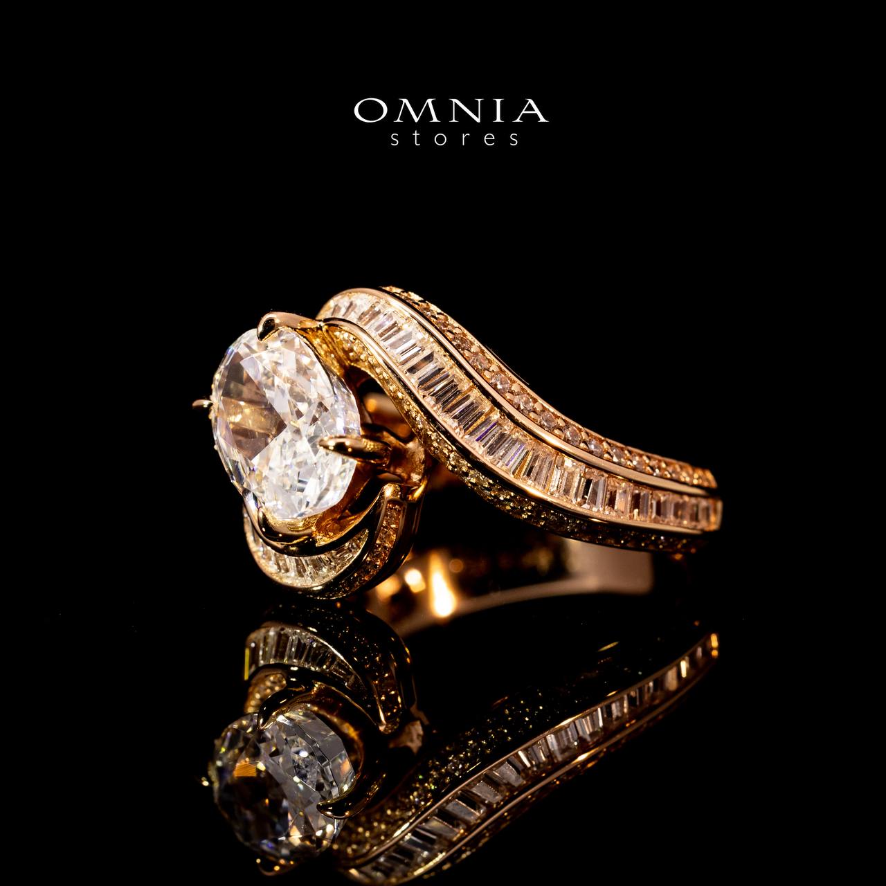 Omnia Rameen Rose Gold Twist Ring In 925 Silver High Quality Lab Crafted Oval Cut Stones 3.5Ct - Image 3