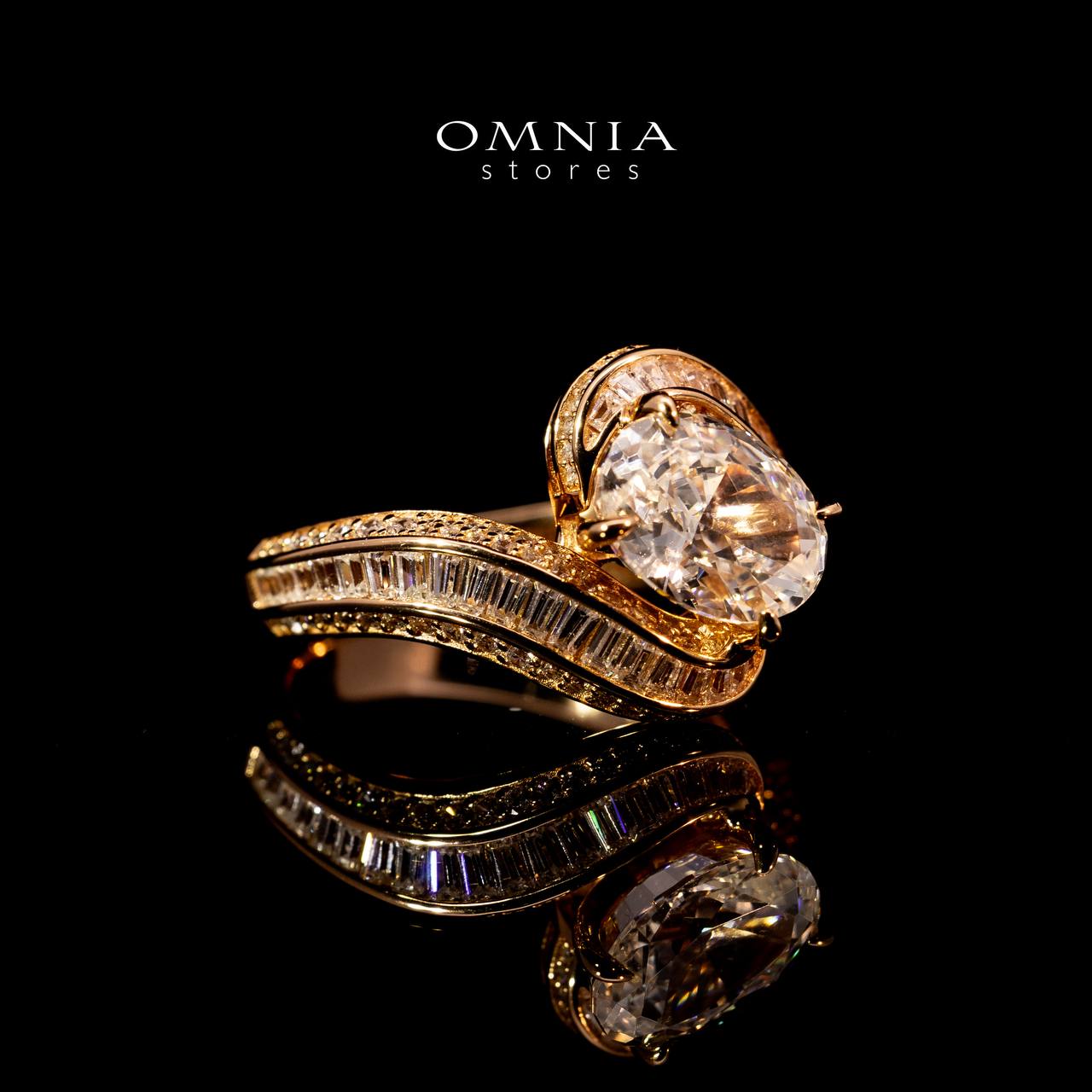Omnia Rameen Rose Gold Twist Ring In 925 Silver High Quality Lab Crafted Oval Cut Stones 3.5Ct - Image 2