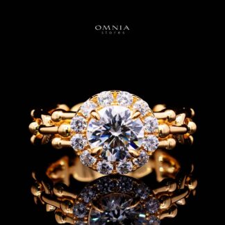 Omnia Shifaa Gold Ring In 925 Silver High Quality Certified Lab Crafted Round Cut Stones 1.25Ct