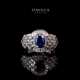 Omnia Zareena Blue Silver Ring In 925 Silver High Quality Certified Lab Crafted Stones