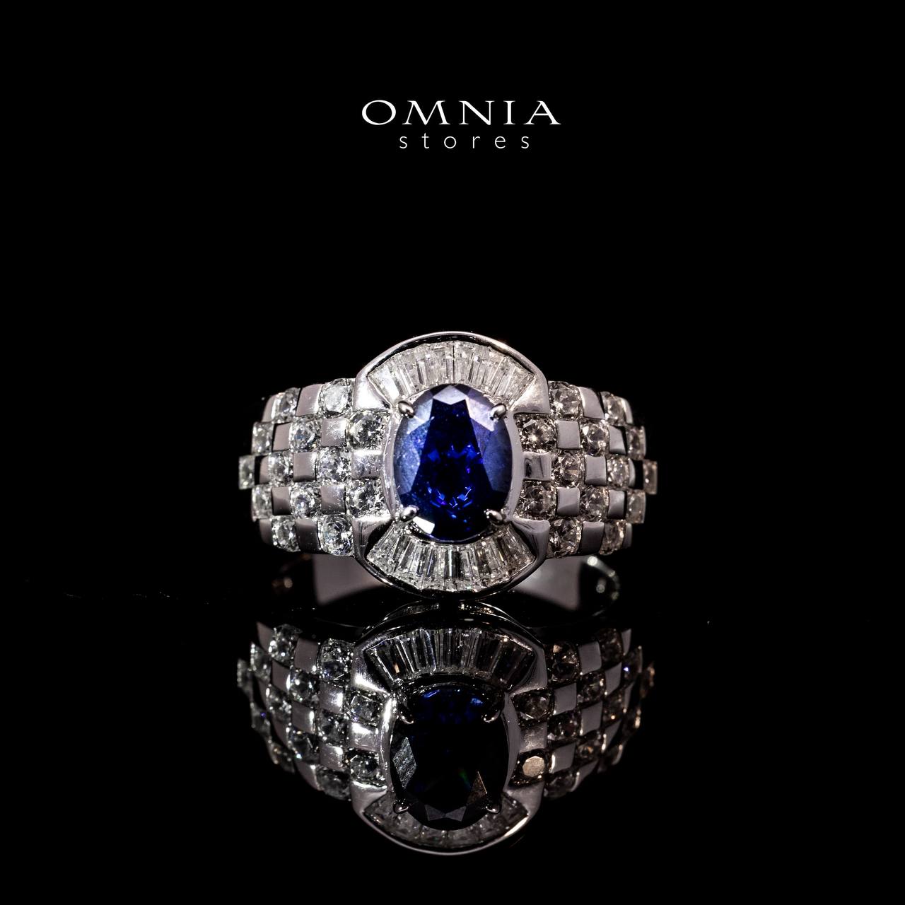 Omnia Zareena Blue Silver Ring In 925 Silver High Quality Certified Lab Crafted Stones