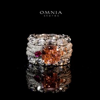 Omnia Kareman White Ring In 925 Silver High Quality Certified Lab Crafted Stones