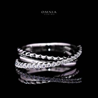 Omnia Suhair Twisted Silver Ring In 925 Silver High Quality Certified Lab Crafted Stones