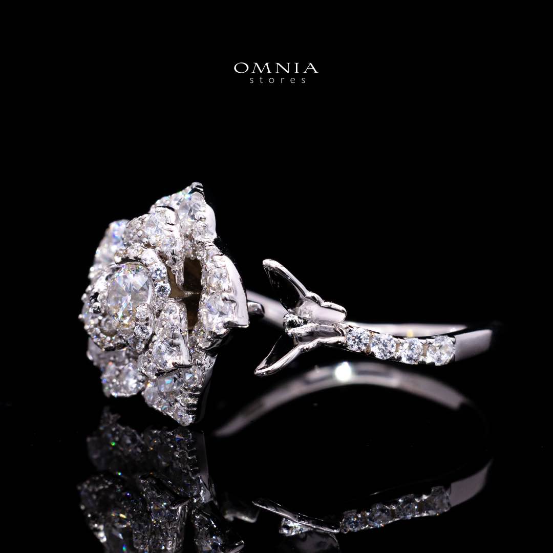 Omnia Haniya White Rose Ring In 925 Silver High Quality Certified Lab Crafted Stones - Image 2