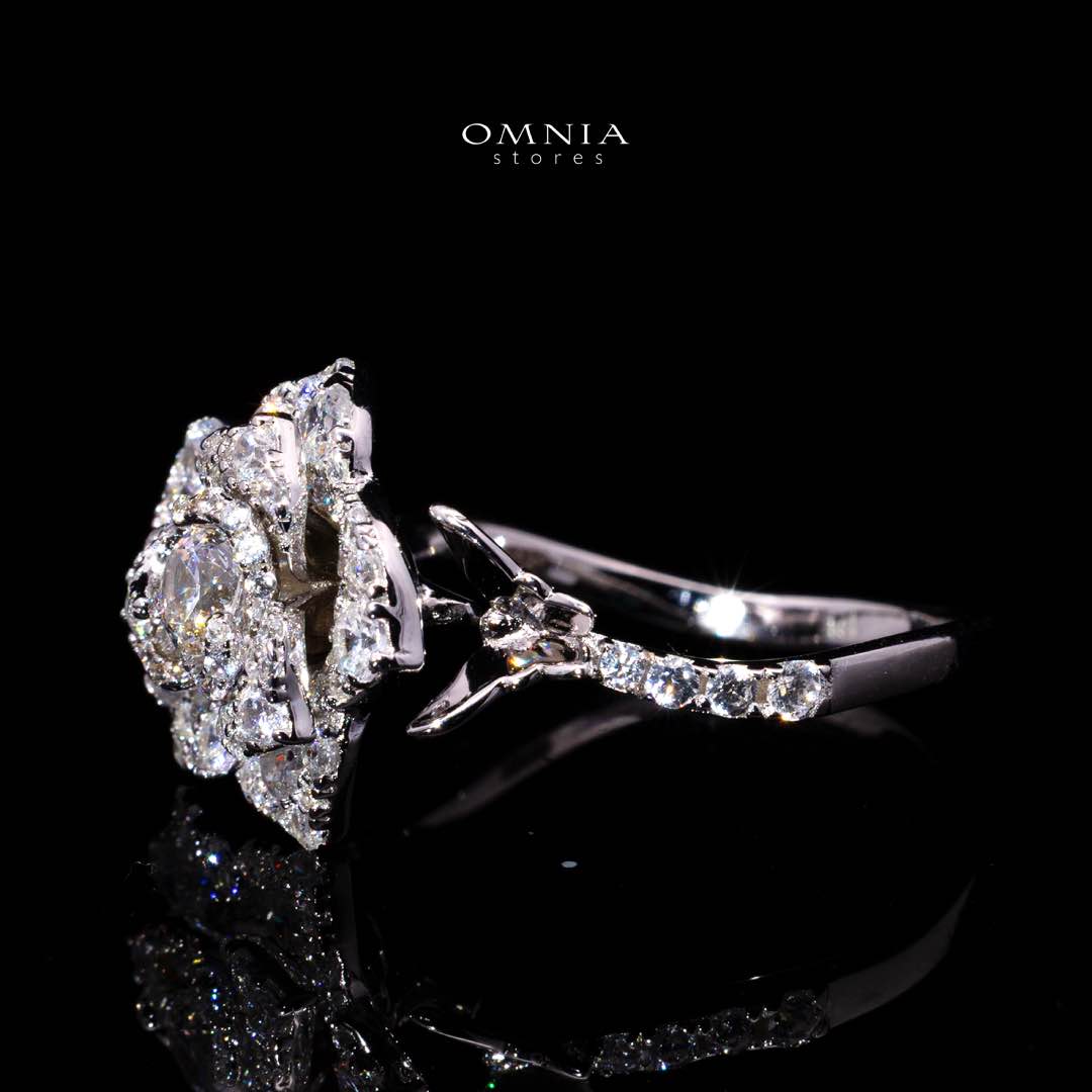 Omnia Haniya White Rose Ring In 925 Silver High Quality Certified Lab Crafted Stones - Image 2