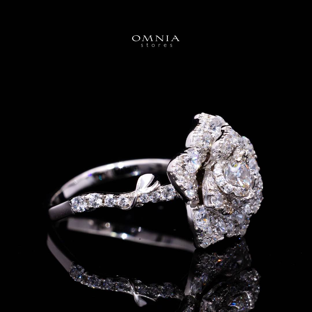 Omnia Haniya White Rose Ring In 925 Silver High Quality Certified Lab Crafted Stones - Image 3