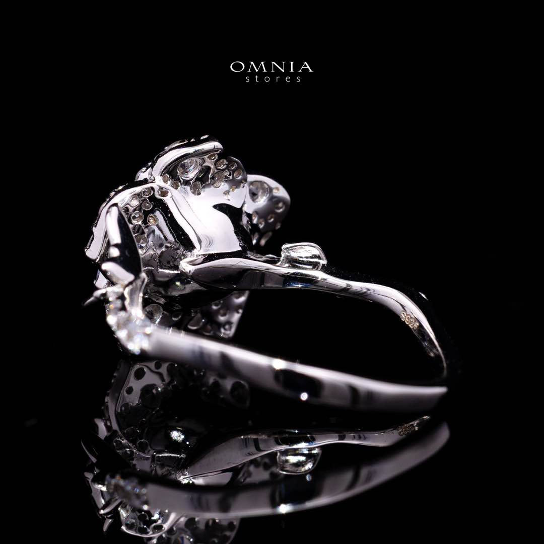 Omnia Haniya White Rose Ring In 925 Silver High Quality Certified Lab Crafted Stones - Image 4