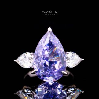 Omnia Nadira Light Purple and White Silver Ring In 925 Silver High Quality Certified Lab Crafted Stones 3.8Ct
