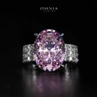 Omnia Aaliah White and Pueple Ring With High Quality Certified Lab Crafted Stones In 925 Silver