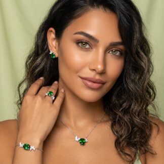 Omnia Maysun Green Full Set In 925 Silver High Quality Simulated Diamonds