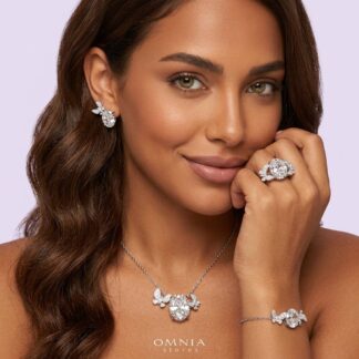 Omnia Maysun White Full Set In 925 Silver High Quality Simulated Diamonds