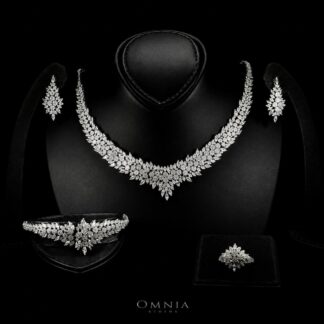 Omnia Naziha White Bridal Full Set in 925 Silver High Quality Simulated Diamonds