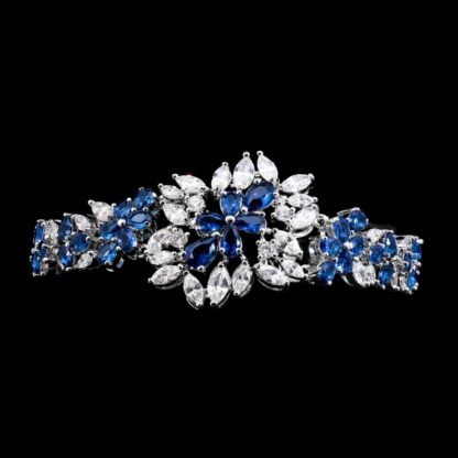 Omnia Nourah Blue Bridal Full Set in High Quality Zircon Stone in Rhodium Plated - Image 4