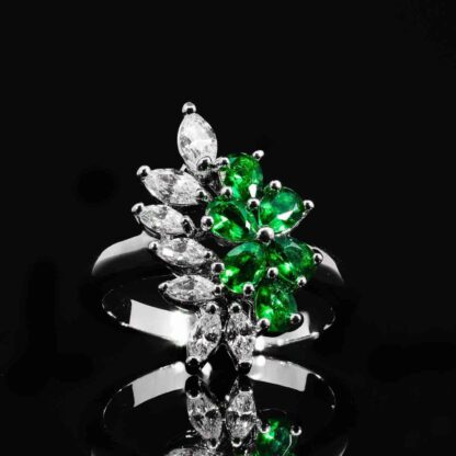 Omnia Nourah Green Bridal Full Set in High Quality Zircon Stone in Rhodium Plated - Image 5