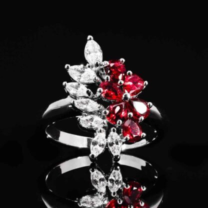 Omnia Nourah Maroon Bridal Full Set in High Quality Zircon Stone in Rhodium Plated - Image 5