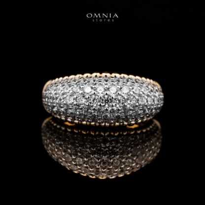 Omnia Taheera Golden Pendant Necklace & Ring Set in 925 Silver With High-Quality White Simulated Diamonds - Image 4
