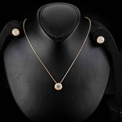 Omnia Ismah Gold Necklace & Earrings Set In 925 Silver High Quality Simulated diamonds - Image 2