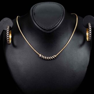 Omnia Rihab Gold Necklace & Earrings Set In 925 Silver High Quality Simulated diamonds