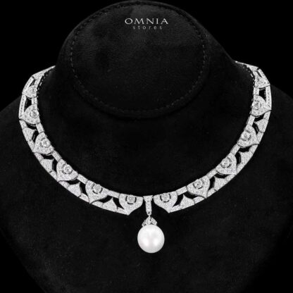 Omina Nouriya White Real Fresh Pear Necklace & Earrings in 925 Silver with High Quality Simulated Diamond Stones - Image 2