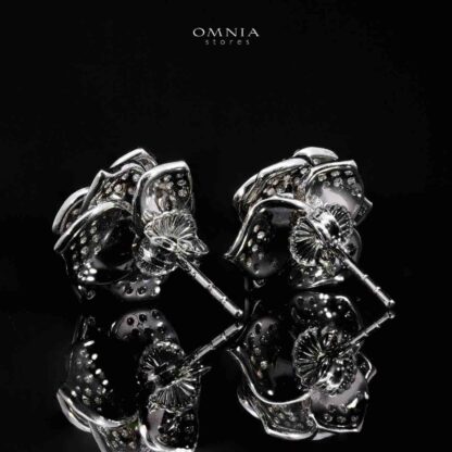 Omnia Nazira Silver Flower Earrings in 925 Silver Accessories High Quality Simulated Diamonds - Image 2
