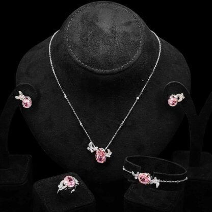 Omnia Maysun Pink Full Set In 925 Silver High Quality Simulated Diamonds