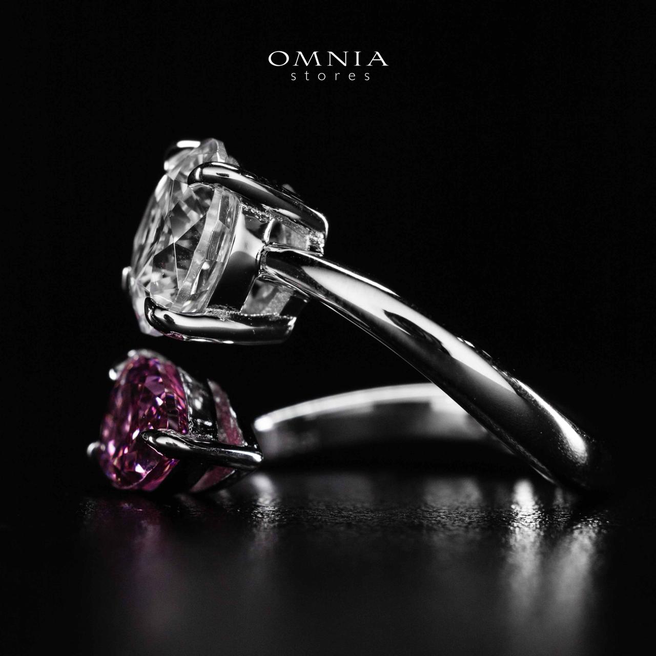 Omnia Ruwida White and Maroon Silver Ring In 925 Silver High Quality Certified Lab Crafted Stones - Image 6