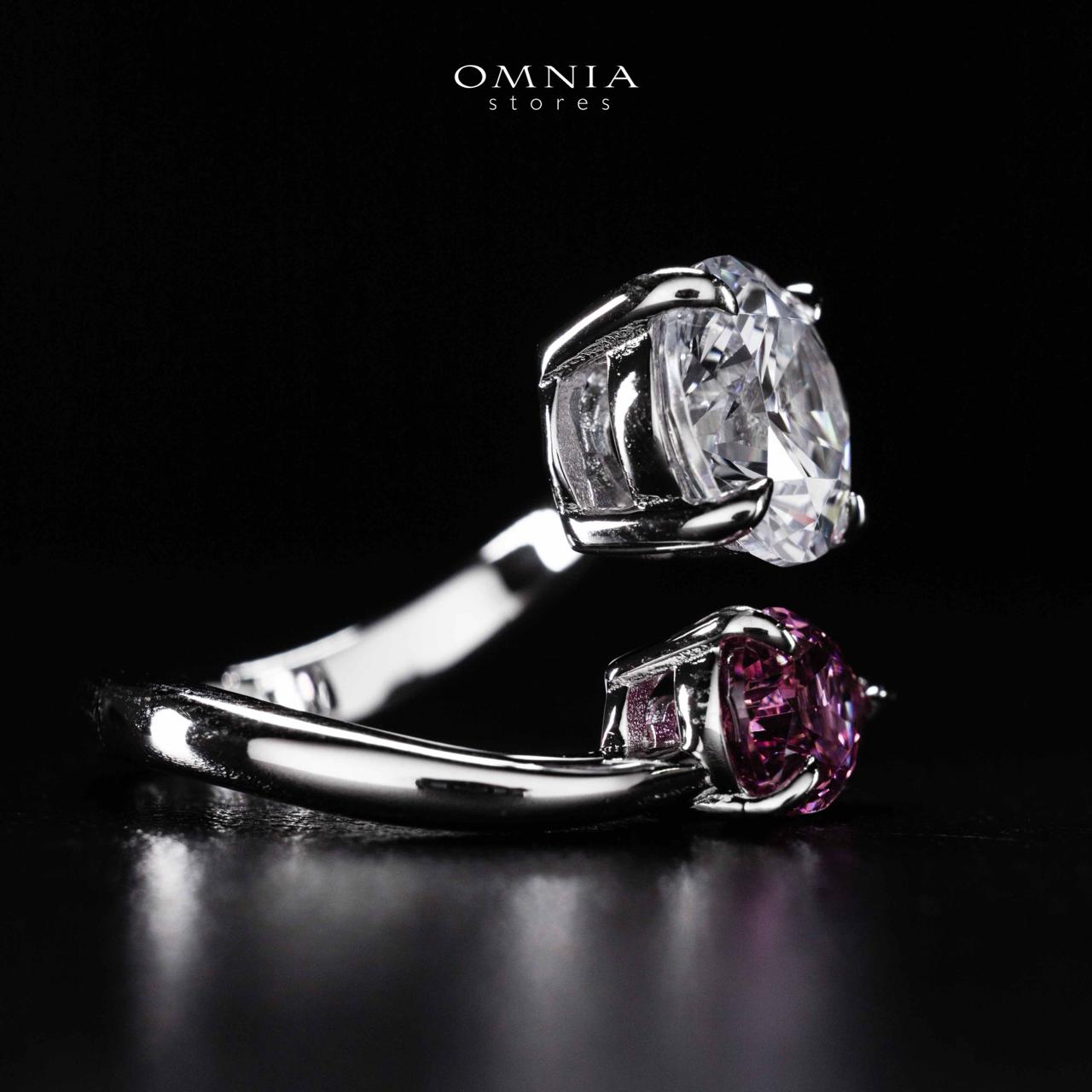Omnia Ruwida White and Maroon Silver Ring In 925 Silver High Quality Certified Lab Crafted Stones - Image 5