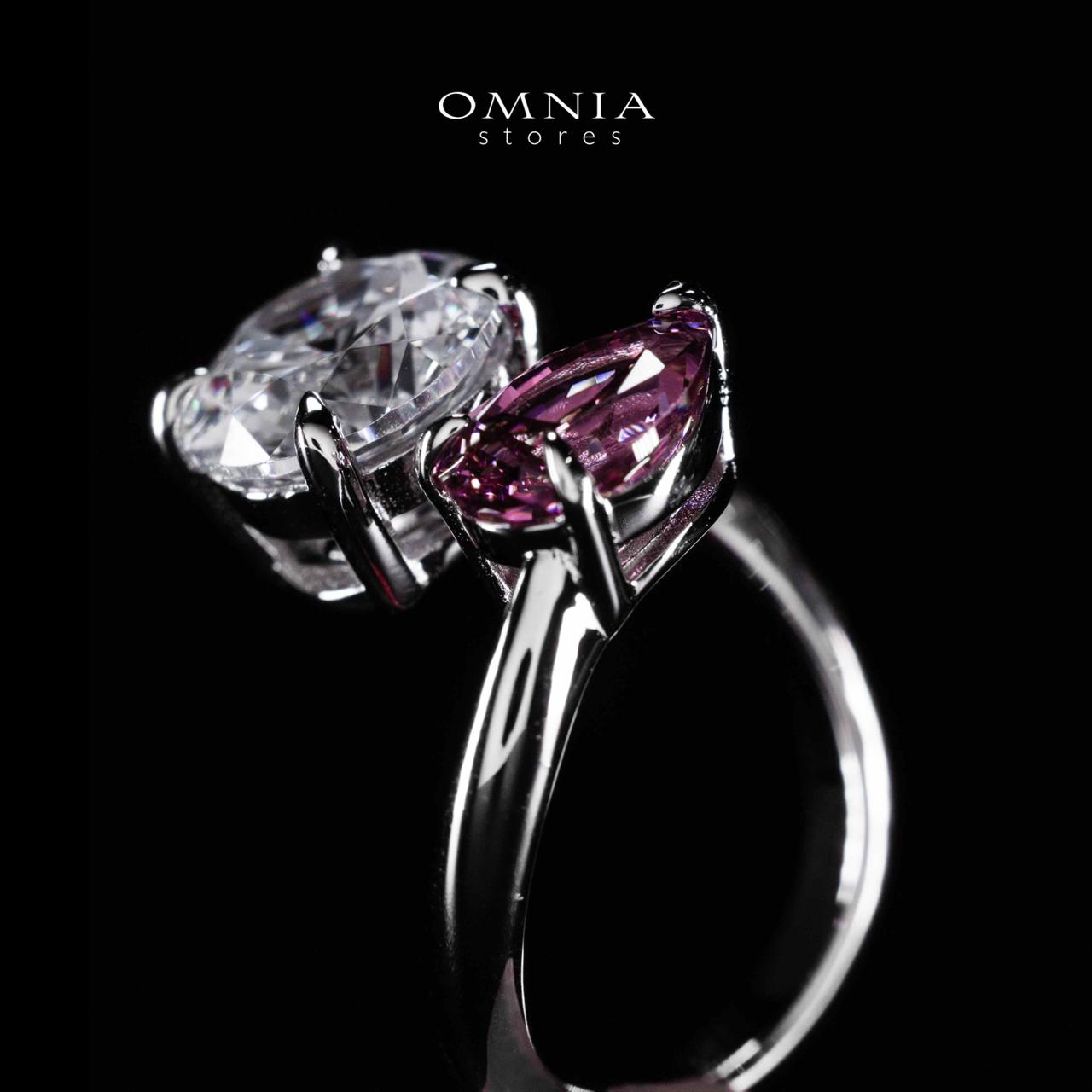 Omnia Ruwida White and Maroon Silver Ring In 925 Silver High Quality Certified Lab Crafted Stones - Image 4