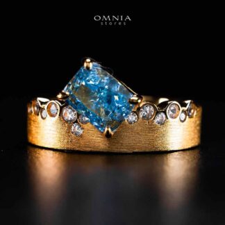 Omnia Sireen Golden Ring In 925 Silver High Quality Certified Lab Crafted Stones