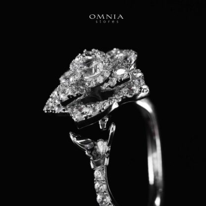 Omnia Haniya White Rose Ring In 925 Silver High Quality Certified Lab Crafted Stones - Image 5