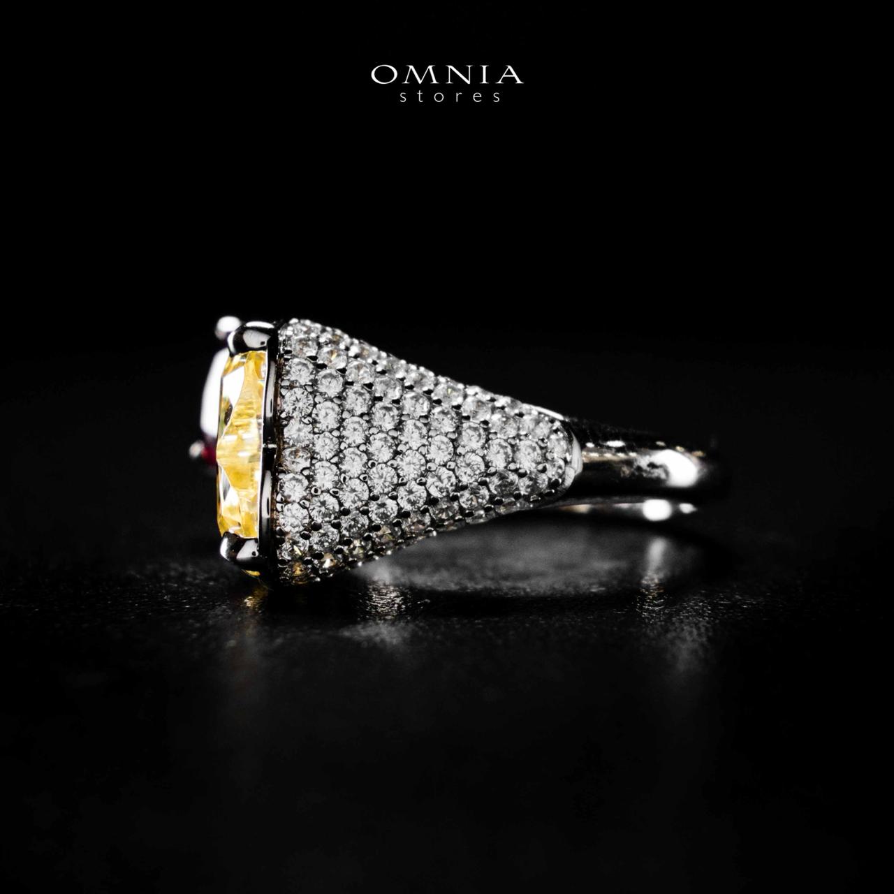 Omnia Ayda Dual Heart Yellow and Red Silver Ring In 925 Silver High Quality Certified Lab Crafted Stones - Image 7