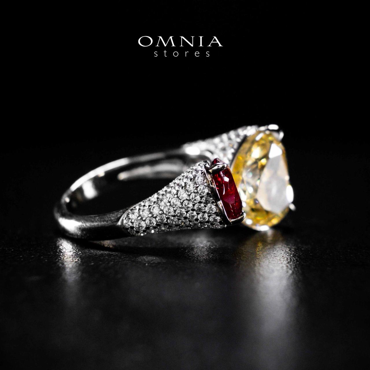 Omnia Ayda Dual Heart Yellow and Red Silver Ring In 925 Silver High Quality Certified Lab Crafted Stones - Image 6