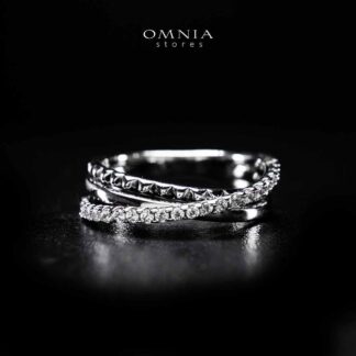 Omnia Suhair Twisted Silver Ring In 925 Silver High Quality Certified Lab Crafted Stones