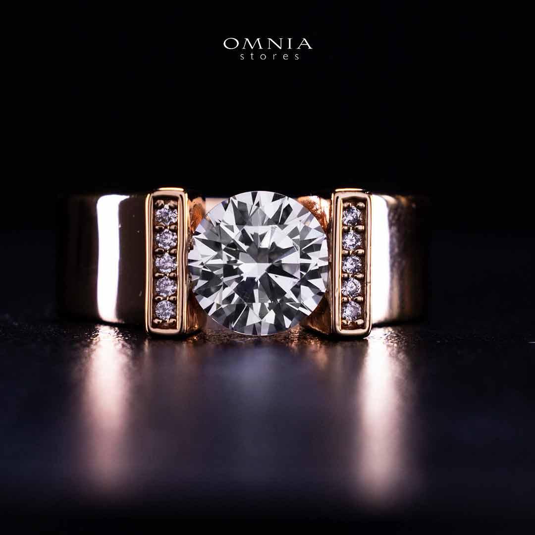 Omnia Aroob Rose Gold Silver Ring In 925 Silver High Quality Certified Lab Crafted Stones