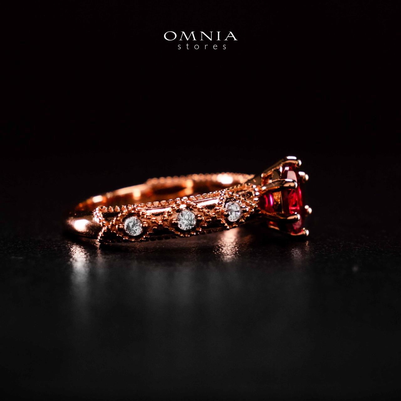 Omnia Suhairah Rose Gold Silver Ring In 925 Silver High Quality Certified Red Lab Crafted Stones - Image 4