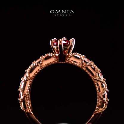 Omnia Suhairah Rose Gold Silver Ring In 925 Silver High Quality Certified Red Lab Crafted Stones - Image 5