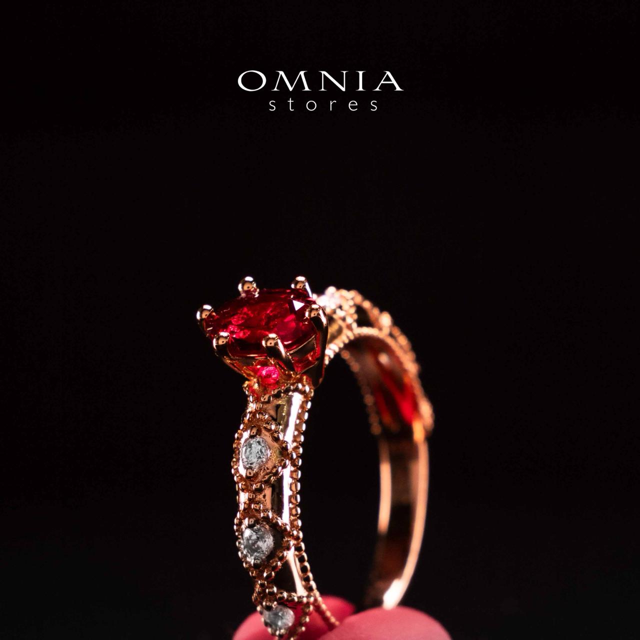 Omnia Suhairah Rose Gold Silver Ring In 925 Silver High Quality Certified Red Lab Crafted Stones - Image 6
